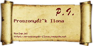 Proszonyák Ilona névjegykártya